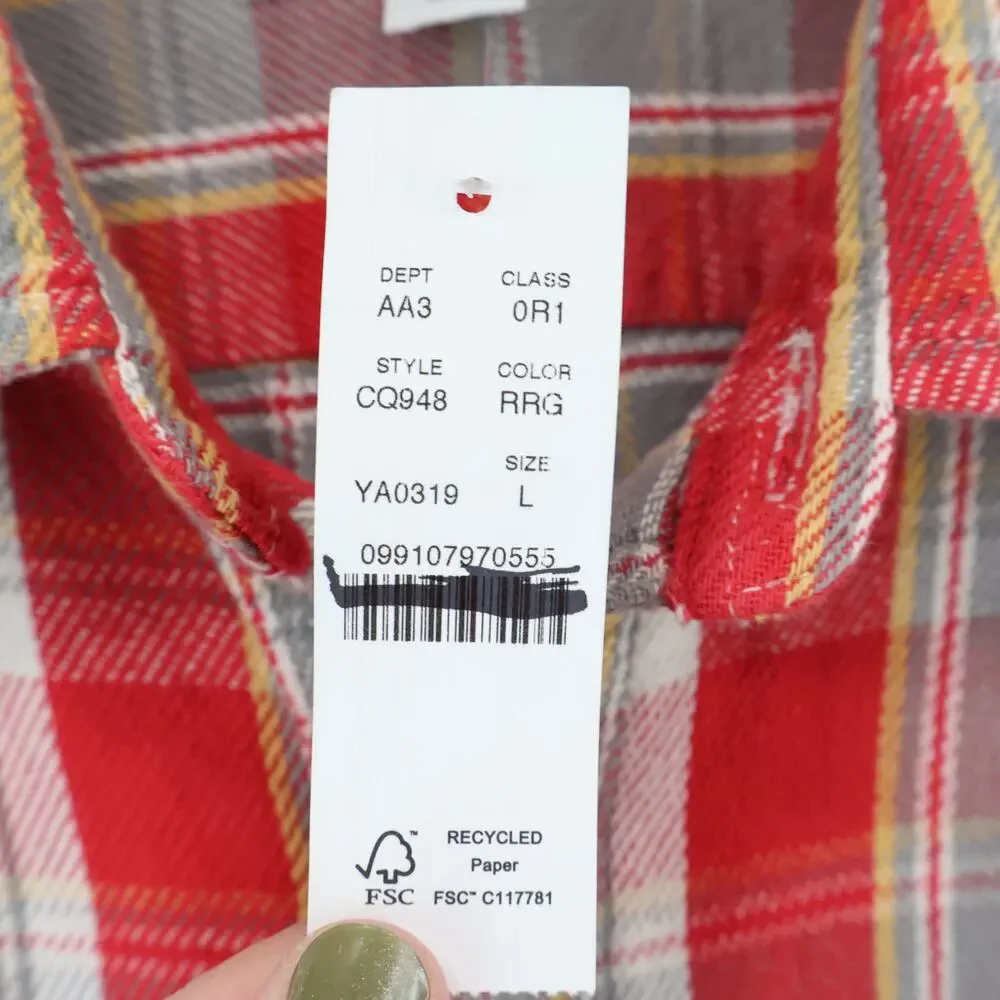 NWT J.Crew Wallace & Barnes Cotton Twill Workshirt Reggie Red Grey Plaid Large